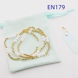 E newton gold bead pearl 3pcs bracelet set